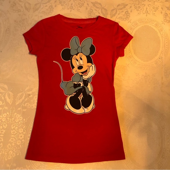 Disney Minnie Mouse Girls Size XS Red T-Shirt Short Sleeves Elastic Tee - Picture 12 of 12